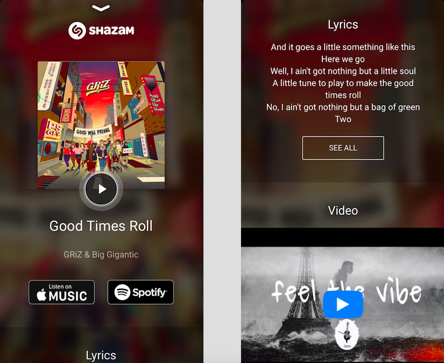 Listen to the songs and see lyrics all within the app.