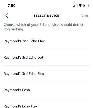 select device screen