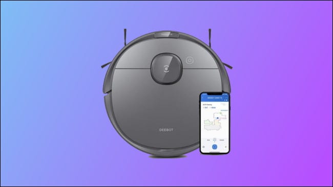 ecovacs deebot t8 on blue and purple background