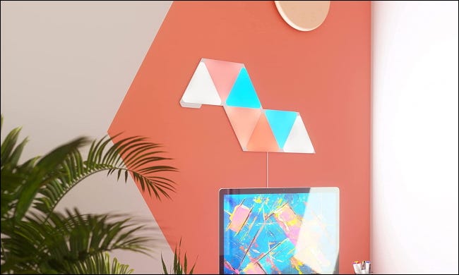 Nanoleaf set up on office wall