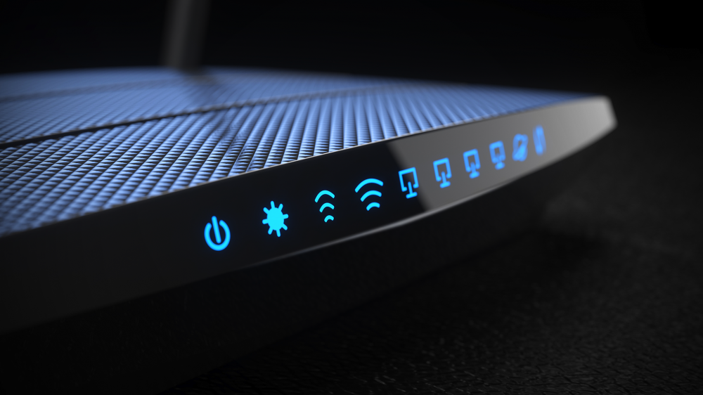 A Wi-Fi router in the dark.