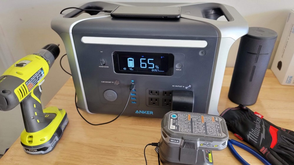 Anker 757 charging a drill battery