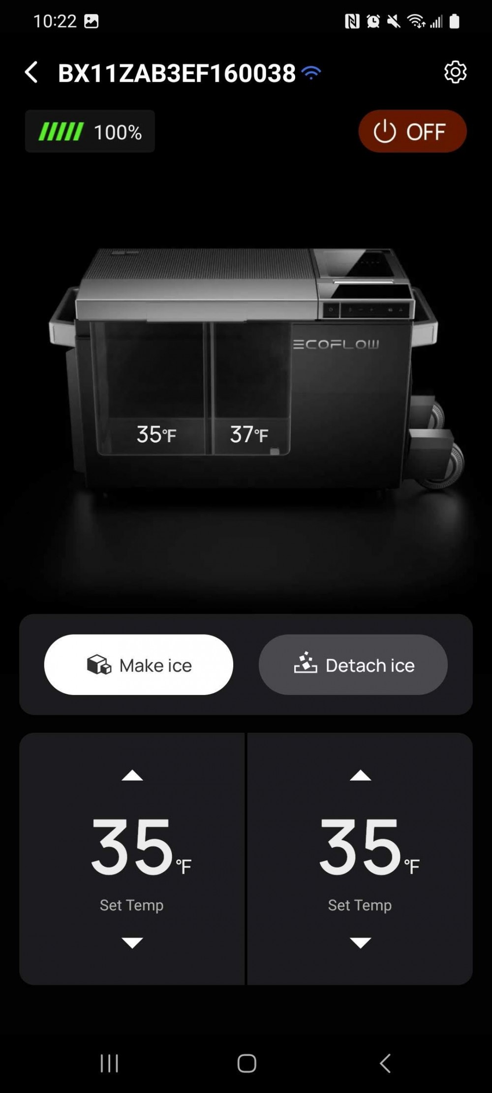 EcoFlow Glacier app controls